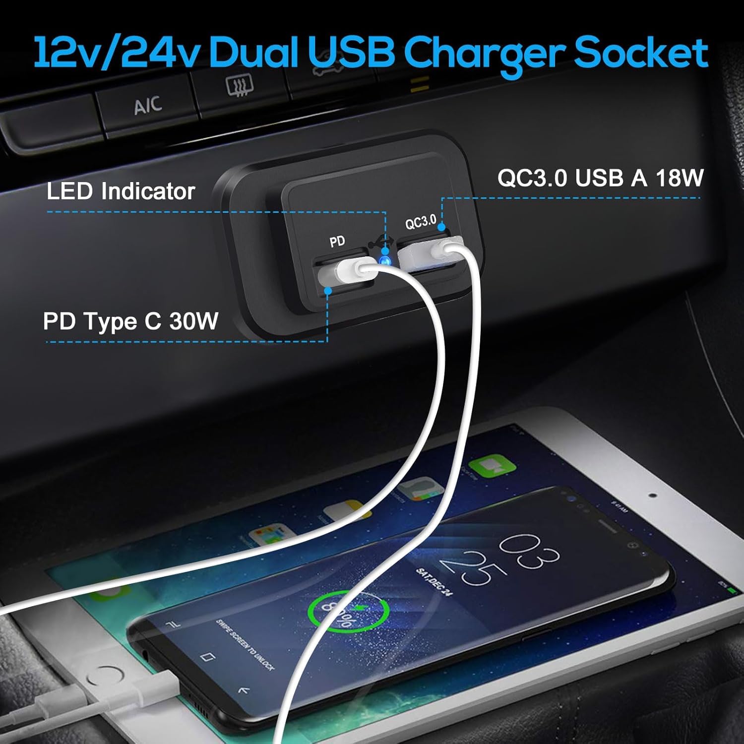 USB Outlet 12V RV , QC3.0 USB A Port & USB C Port Surface Mount Charging Socket Panel for Car Marine Motorcycle USB Outlet 12V RV , QC3.0 USB A Port & USB C Port Surface Mount Charging Socket Panel for Car Marine Motorcycle
