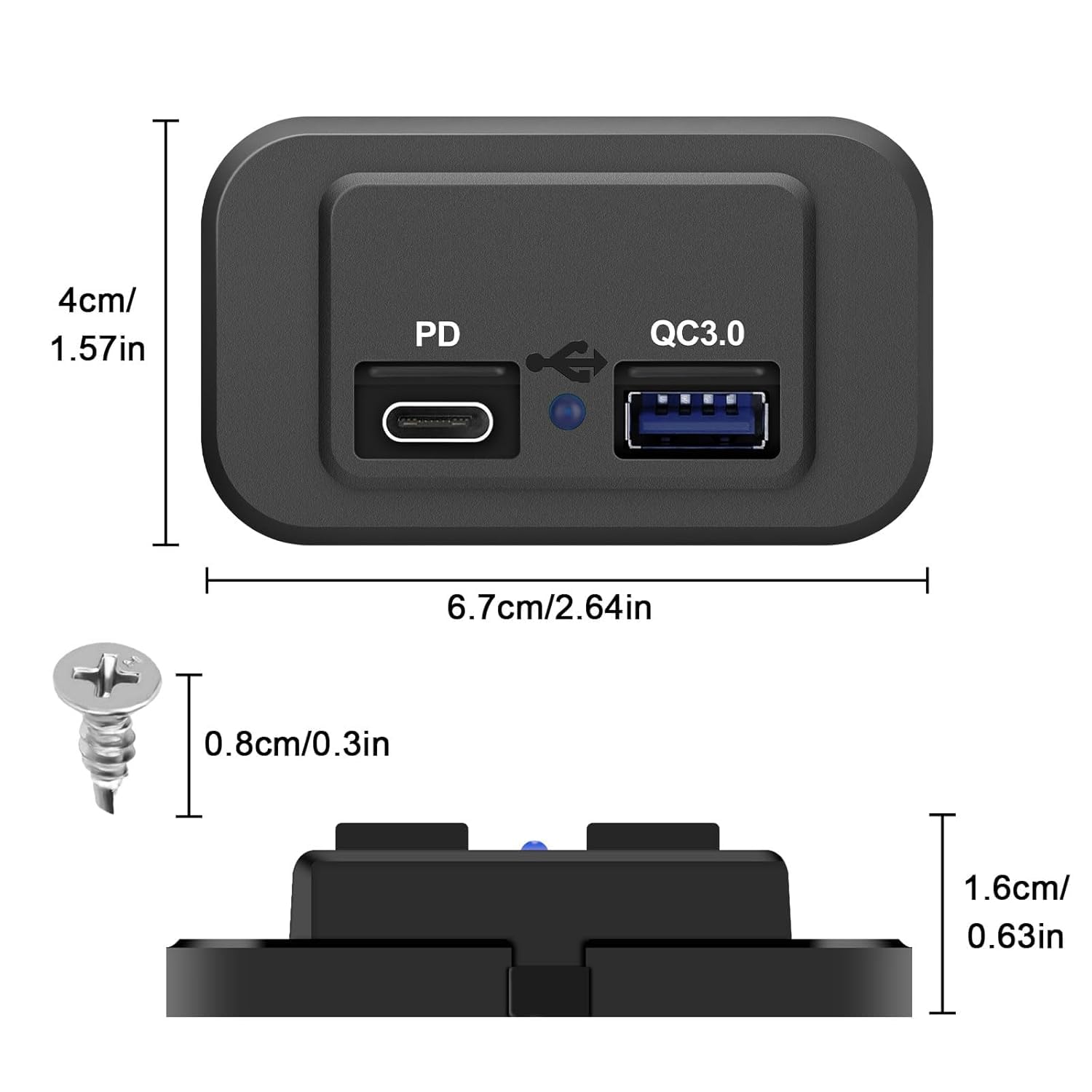 USB Outlet 12V RV , QC3.0 USB A Port & USB C Port Surface Mount Charging Socket Panel for Car Marine Motorcycle USB Outlet 12V RV , QC3.0 USB A Port & USB C Port Surface Mount Charging Socket Panel for Car Marine Motorcycle