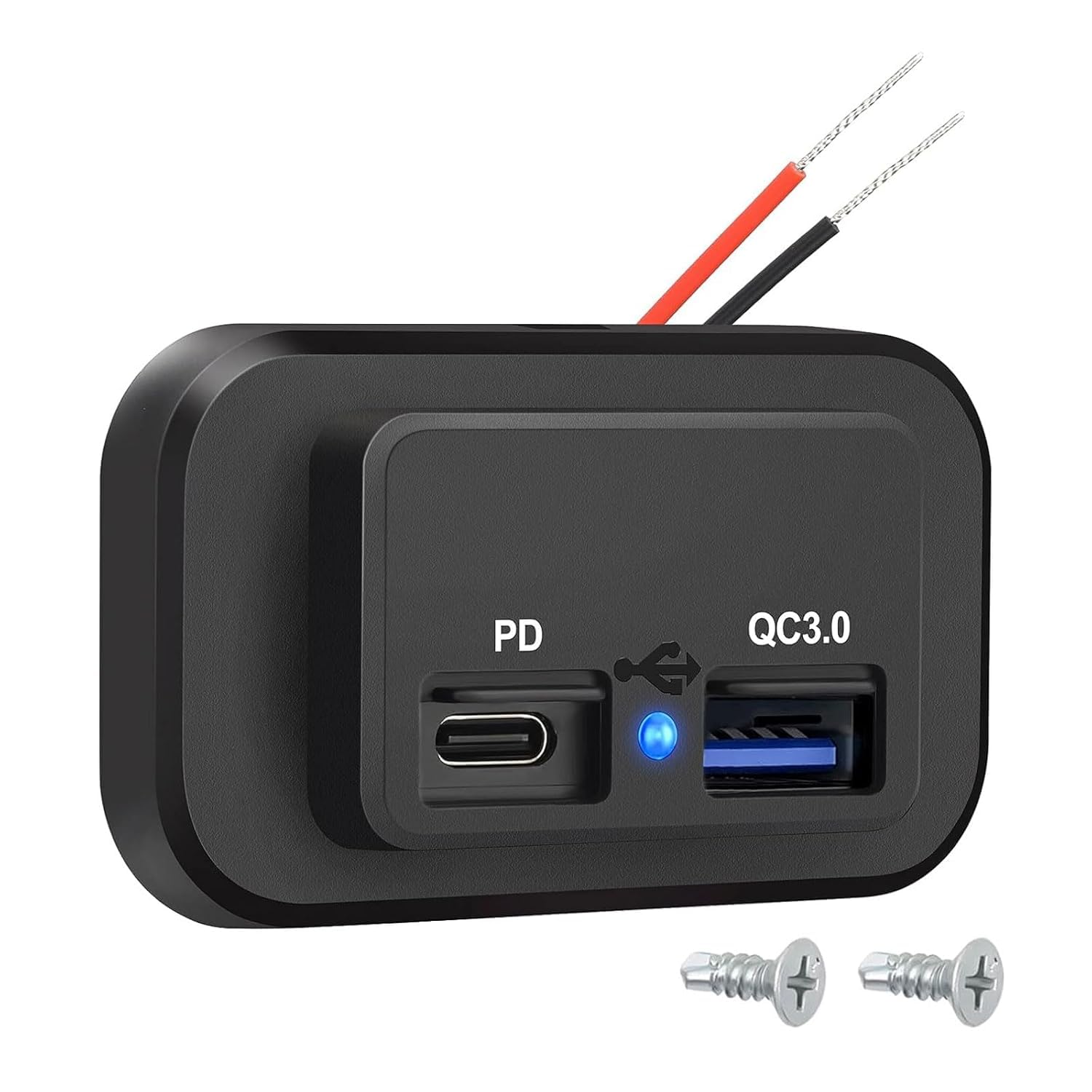USB Outlet 12V RV , QC3.0 USB A Port & USB C Port Surface Mount Charging Socket Panel for Car Marine Motorcycle