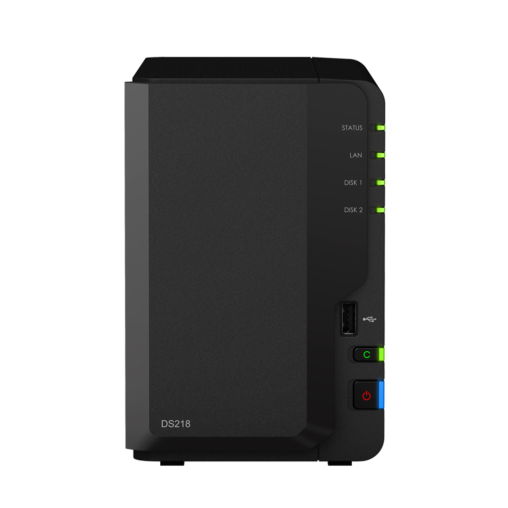Synology DiskStation DS218 2-Bay NAS | Quad-Core CPU | 2GB DDR4 RAM | 4K Video Transcoding | Ideal for Home & Small Office Storage