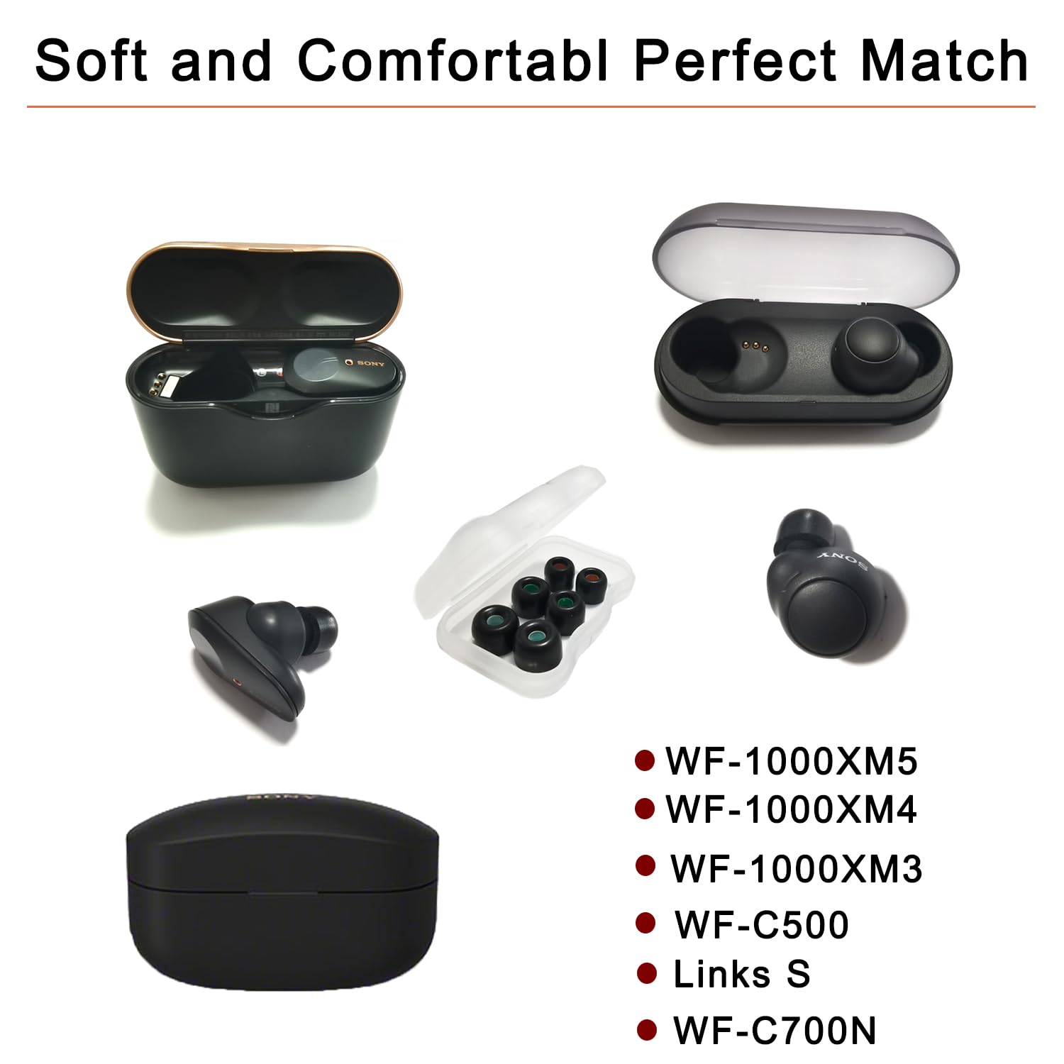 Sony Earbud Tips, 3 Pairs (L/M/S) Replacement Eartips for LinkBuds S, WF-1000XM4, Soft, Comfortable – Black Sony Earbud Tips, 3 Pairs (L/M/S) Replacement Eartips for LinkBuds S, WF-1000XM4, Soft, Comfortable – Black