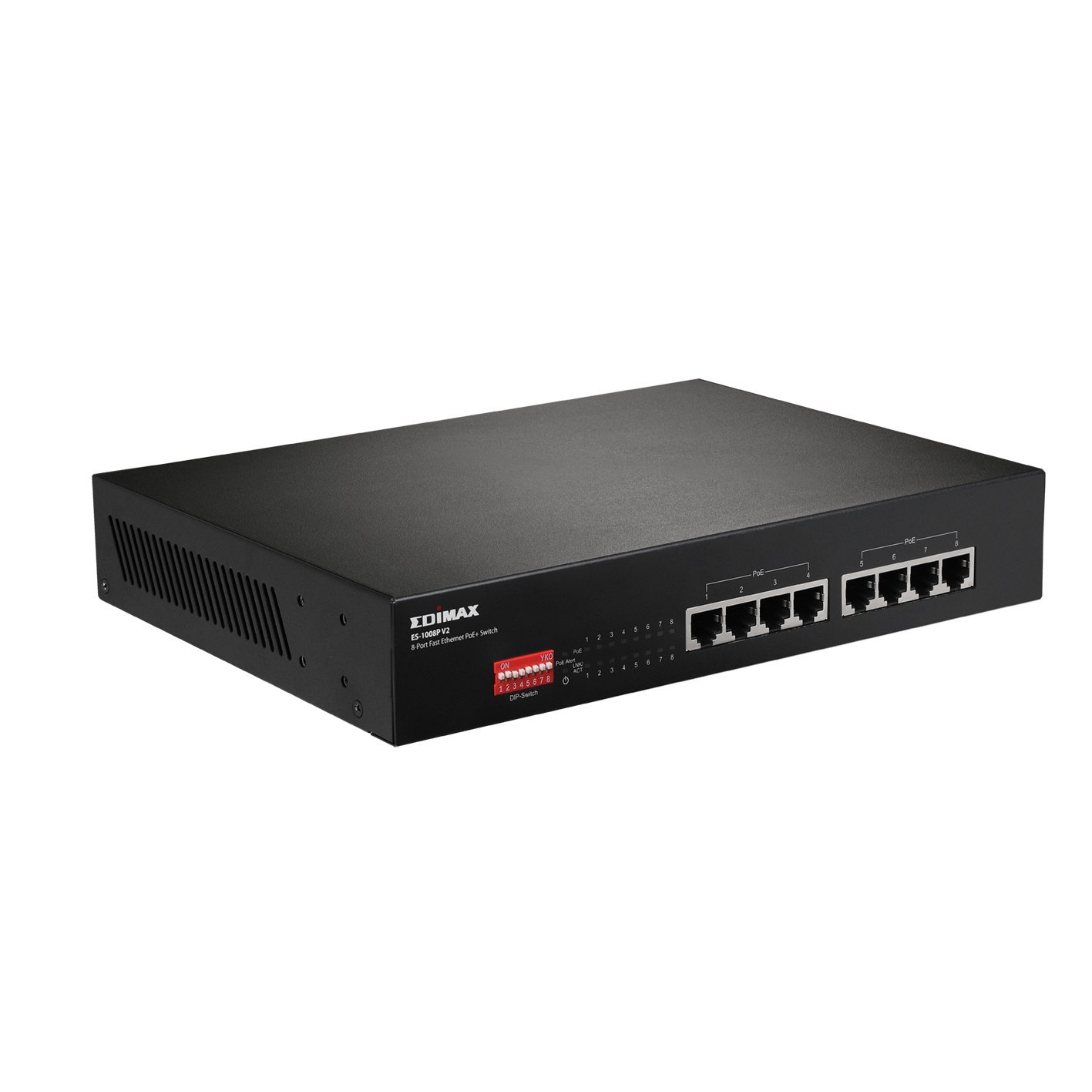 Edimax ES-1008P V2 Long Range 8-Port Fast Ethernet PoE+ Switch with DIP Switch Edimax ES-1008P V2 Long Range 8-Port Fast Ethernet PoE+ Switch with DIP Switch