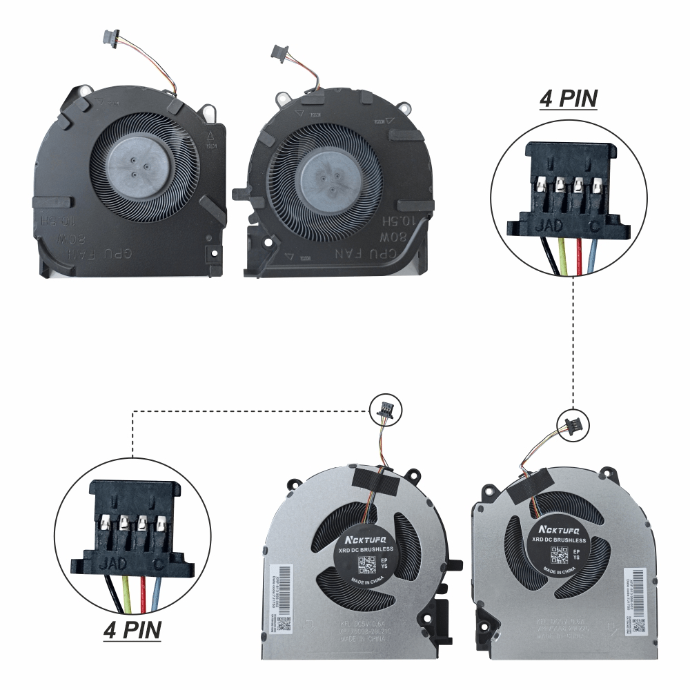 Laptop CPU Cooling Fan For HP Victus 16D 16E 80W Pair Series