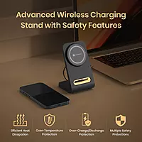 Portronics Flux 15W Qi2 Enabled Wireless Charger, iPhone 15/15 Plus/15 Pro/15 Pro Max (Black)