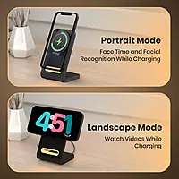 Portronics Flux 15W Qi2 Enabled Wireless Charger, iPhone 15/15 Plus/15 Pro/15 Pro Max (Black)