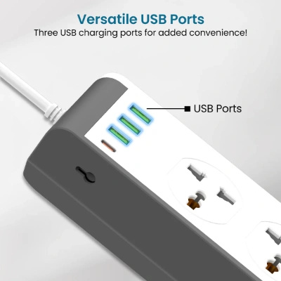 Portronics Power Plate 14 Extension Board with 10 Universal Sockets, 25W Type-C PD, 3 USB Charging Ports, 3 Meter Long Cord, 2500 Watts, 2.1 Amp USB Output, Multi Plug for Home Appliances (White) Portronics Power Plate 14 Extension Board with 10 Universal Sockets, 25W Type-C PD, 3 USB Charging Ports, 3 Meter Long Cord, 2500 Watts, 2.1 Amp USB Output, Multi Plug for Home Appliances (White)