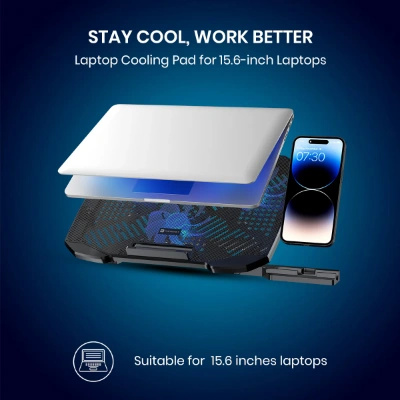 Portronics My Buddy Air 4 Laptop Cooling Pad with Triple Cooling Fans, Multi-Level Height Adjustable, Mobile Holder, USB Powered, Metal Mesh Grill, for Upto 15.6 Inch Laptops (Black) Portronics My Buddy Air 4 Laptop Cooling Pad with Triple Cooling Fans, Multi-Level Height Adjustable, Mobile Holder, USB Powered, Metal Mesh Grill, for Upto 15.6 Inch Laptops (Black)