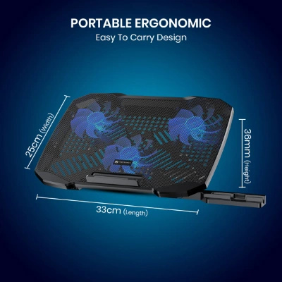 Portronics My Buddy Air 4 Laptop Cooling Pad with Triple Cooling Fans, Multi-Level Height Adjustable, Mobile Holder, USB Powered, Metal Mesh Grill, for Upto 15.6 Inch Laptops (Black) Portronics My Buddy Air 4 Laptop Cooling Pad with Triple Cooling Fans, Multi-Level Height Adjustable, Mobile Holder, USB Powered, Metal Mesh Grill, for Upto 15.6 Inch Laptops (Black)