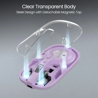 Portronics Toad 8 Transparent Wireless Bluetooth Mouse with Dual Wireless (BT + 2.4 GHz), Rechargeable Battery, Noise-Free Clicking, Show/Hide Desktop, Multi-Device Pair, Adjust Sensitivity (Purple) Portronics Toad 8 Transparent Wireless Bluetooth Mouse with Dual Wireless (BT + 2.4 GHz), Rechargeable Battery, Noise-Free Clicking, Show/Hide Desktop, Multi-Device Pair, Adjust Sensitivity (Purple)
