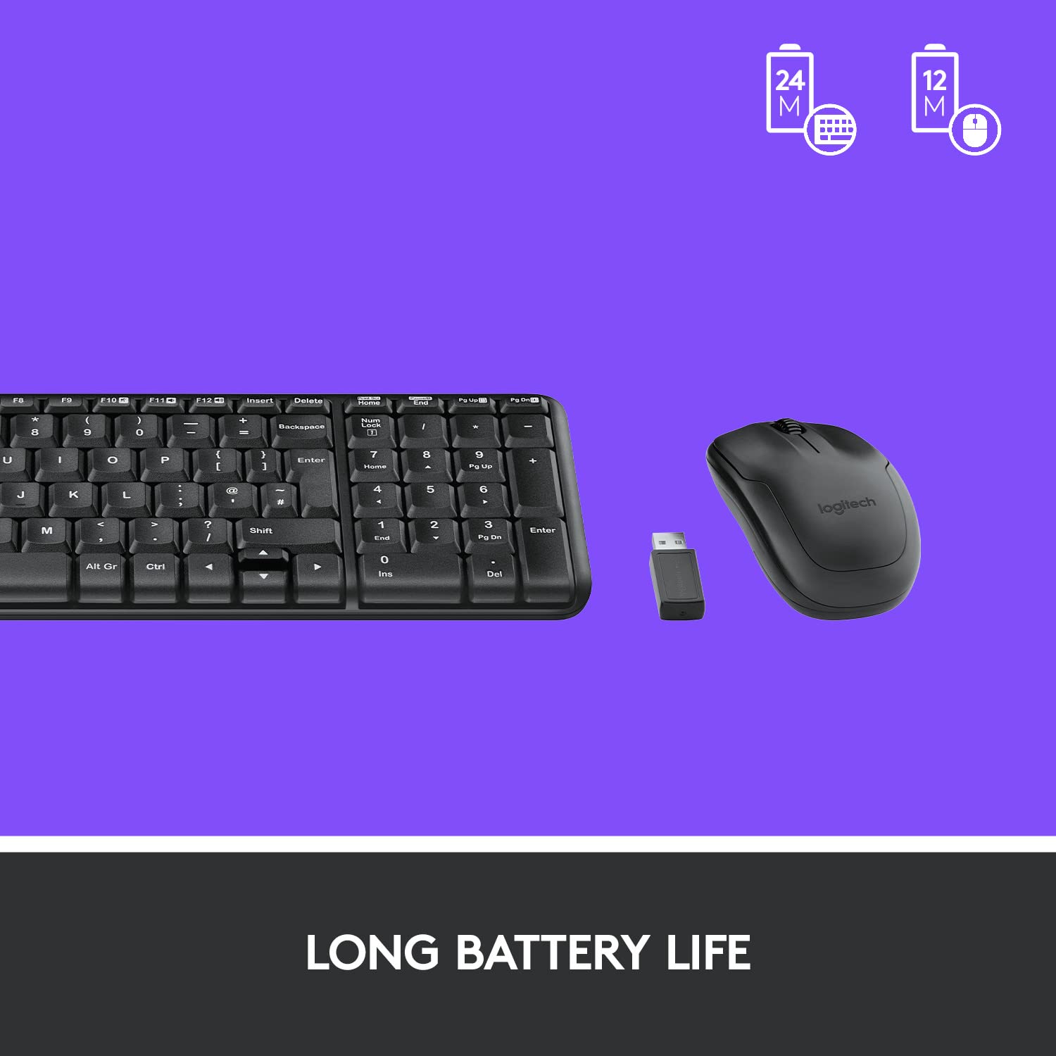 Logitech MK220 Wireless Keyboard and Mouse Combo for Windows, 2.4 GHz Wireless with Unifying USB-Receiver