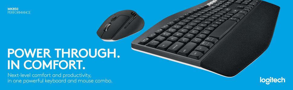 Logitech MK850 Multi-Device Wireless Keyboard and Mouse Set, 2.4GHz Wireless & Bluetooth, Curved Keyframe , 12 Programmable Keys for PC/Mac (Black) Logitech MK850 Multi-Device Wireless Keyboard and Mouse Set, 2.4GHz Wireless & Bluetooth, Curved Keyframe , 12 Programmable Keys for PC/Mac (Black)