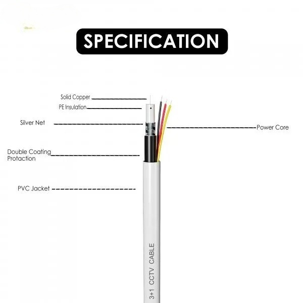 CCTV Cable 3+1 Coaxial for Video, Power and Audio Communication with Excellent Coating