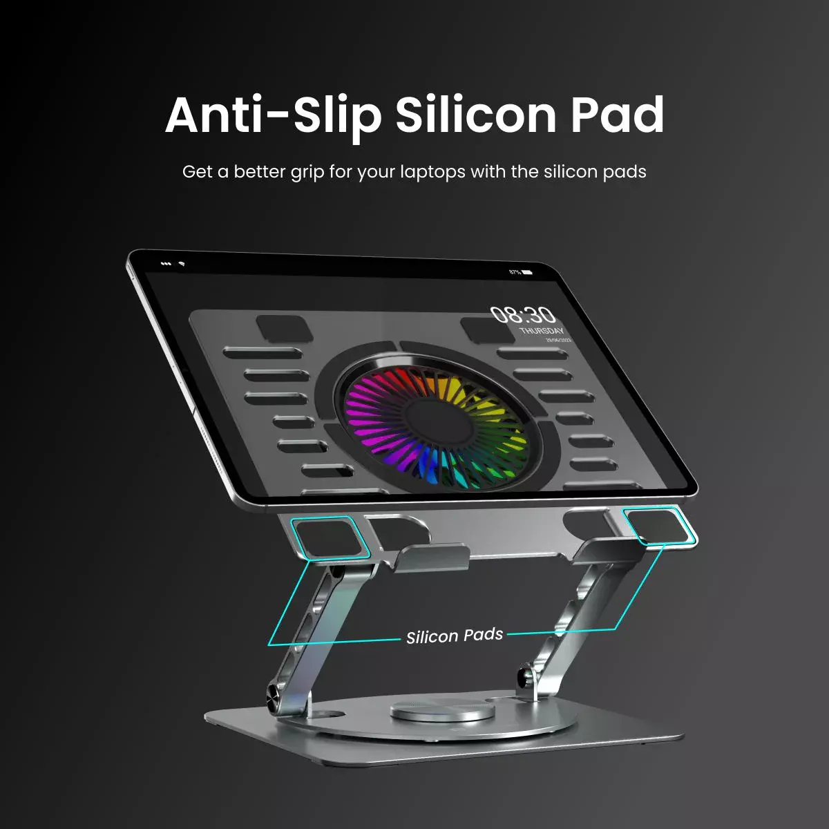 My Buddy Spinlight Laptop Stand with Cooling Fan,(Silver) My Buddy Spinlight Laptop Stand with Cooling Fan,(Silver)