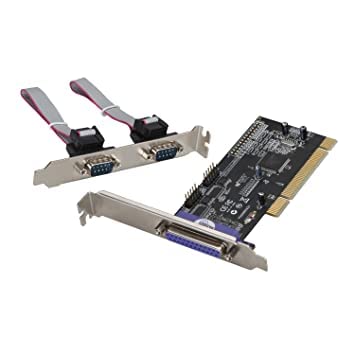 PCI 2 x DB9 (Serial, RS232) & 1 x DB25 (LPT1 Parallel) Ports PCI Card with Chipset Network Interface Card  (Black)