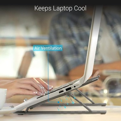 Portronics My Buddy K Portable Laptop Stand with Adjustable Height, Foldable, OverHeating Protection for Laptops & MacBooks