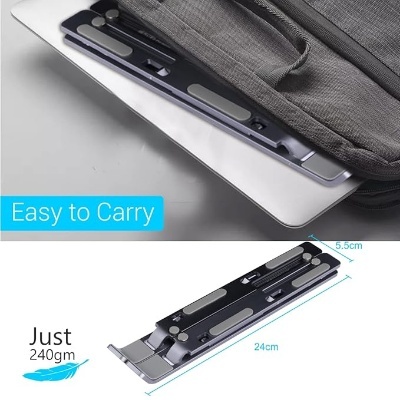Portronics My Buddy K Portable Laptop Stand with Adjustable Height, Foldable, OverHeating Protection for Laptops & MacBooks