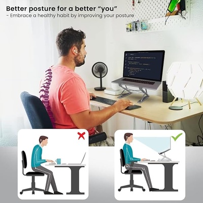 Portronics My Buddy K Portable Laptop Stand with Adjustable Height, Foldable, OverHeating Protection for Laptops & MacBooks