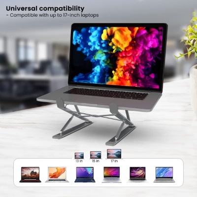 Portronics My Buddy K Portable Laptop Stand with Adjustable Height, Foldable, OverHeating Protection for Laptops & MacBooks