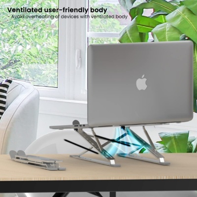 Portronics My Buddy K Portable Laptop Stand with Adjustable Height, Foldable, OverHeating Protection for Laptops & MacBooks