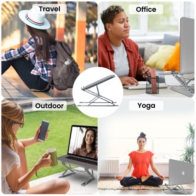 Portronics My Buddy K Portable Laptop Stand with Adjustable Height, Foldable, OverHeating Protection for Laptops & MacBooks