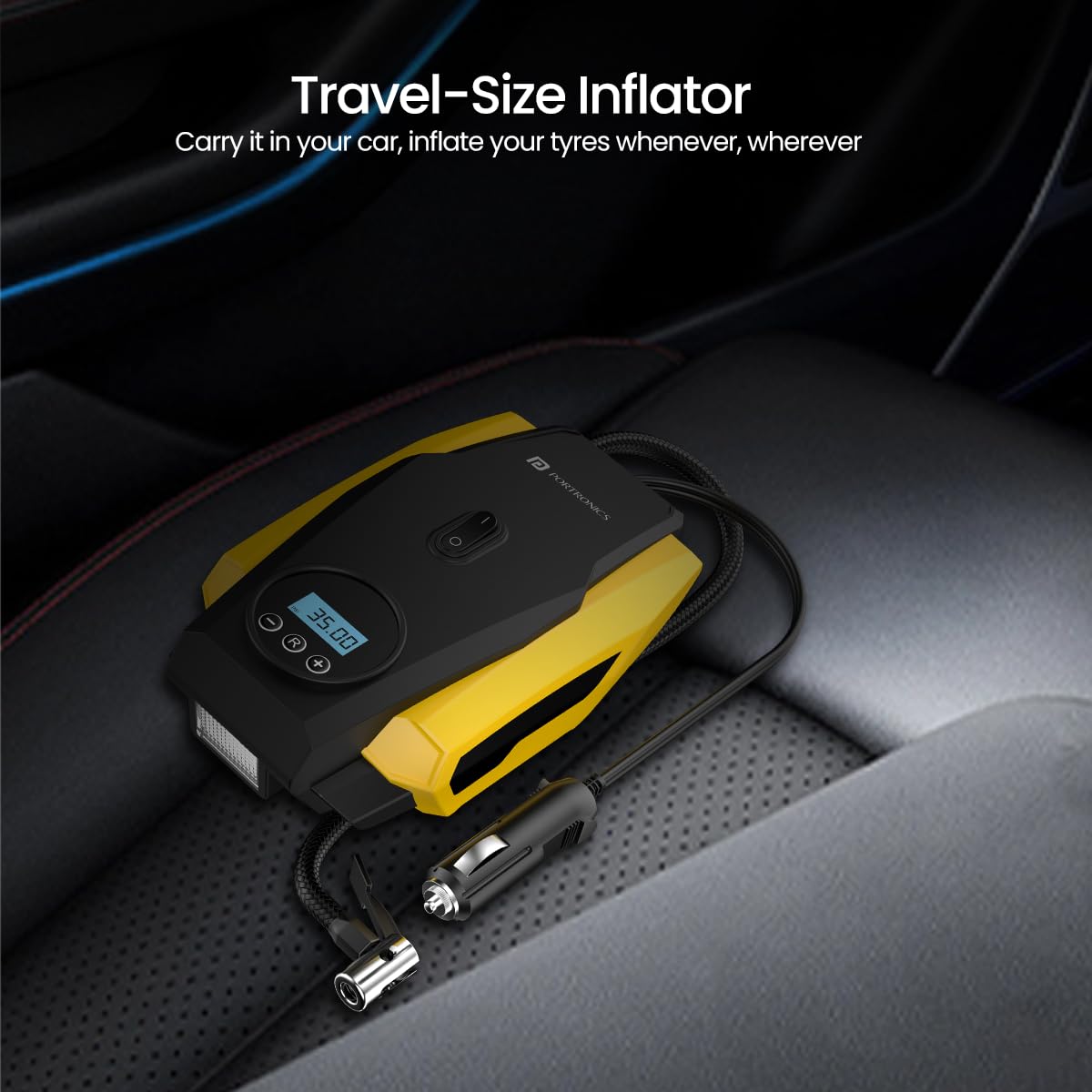 Portronics Vayu Lite Portable Tyre Inflator for Car, Bike, Cycle