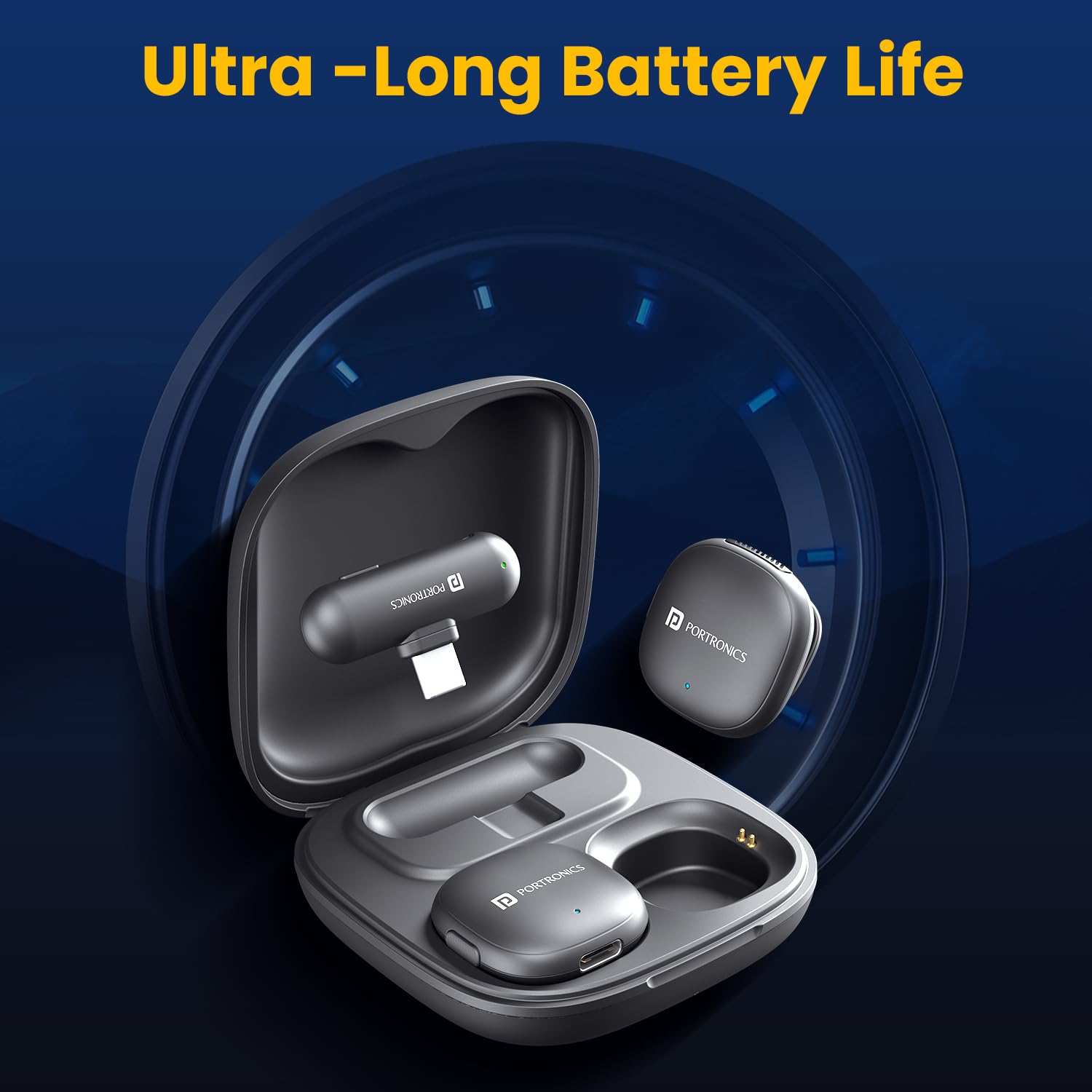 Portronics Vlogmate One India First Ai Powered Wireless Microphone with Noise Reduction, Lapel Mic with Charging Case, Type C Wireless Mic for Video Recording, YouTube Video, Support iPhone & Android Portronics Vlogmate One India First Ai Powered Wireless Microphone with Noise Reduction, Lapel Mic with Charging Case, Type C Wireless Mic for Video Recording, YouTube Video, Support iPhone & Android