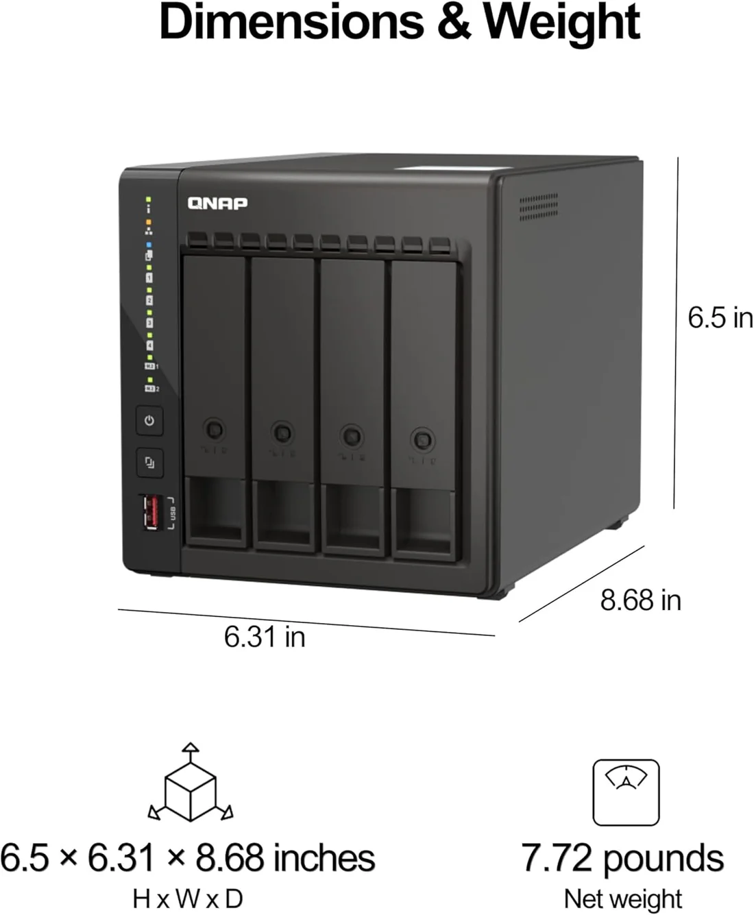 QNAP TS-453E-8G Quad Core 4 Bay Desktop Network Attached Storage Enclosure - Black