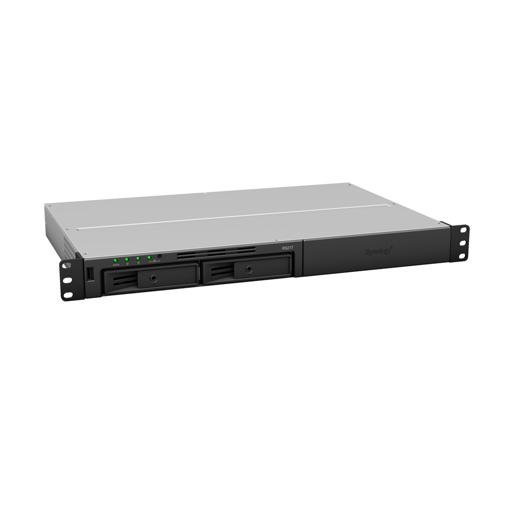 Synology RackStation RS217 – Compact 2-Bay Rackmount NAS for SMBs | Dual-Core CPU | Hardware Encryption | Dual LAN | USB 3.0 | Surveillance & Backup Ready
