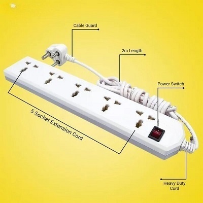 Spike 5+1 Way | International Socket with Single Switch | 5 Way Extension Board Extension Cord | Multi Plug Socket for Home Wall, Office Spike 5+1 Way | International Socket with Single Switch | 5 Way Extension Board Extension Cord | Multi Plug Socket for Home Wall, Office