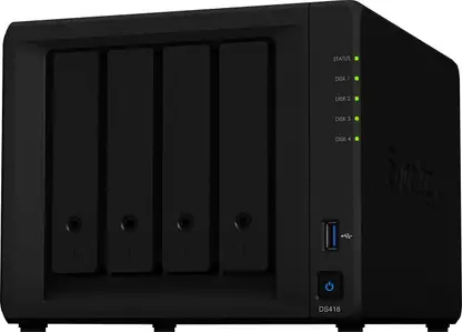 Synology DiskStation DS418 – Powerful 4-Bay NAS for Home & Office | 64-bit Quad-Core | 4K Video Transcoding | Mobile Backup Enabled | Expandable Storage