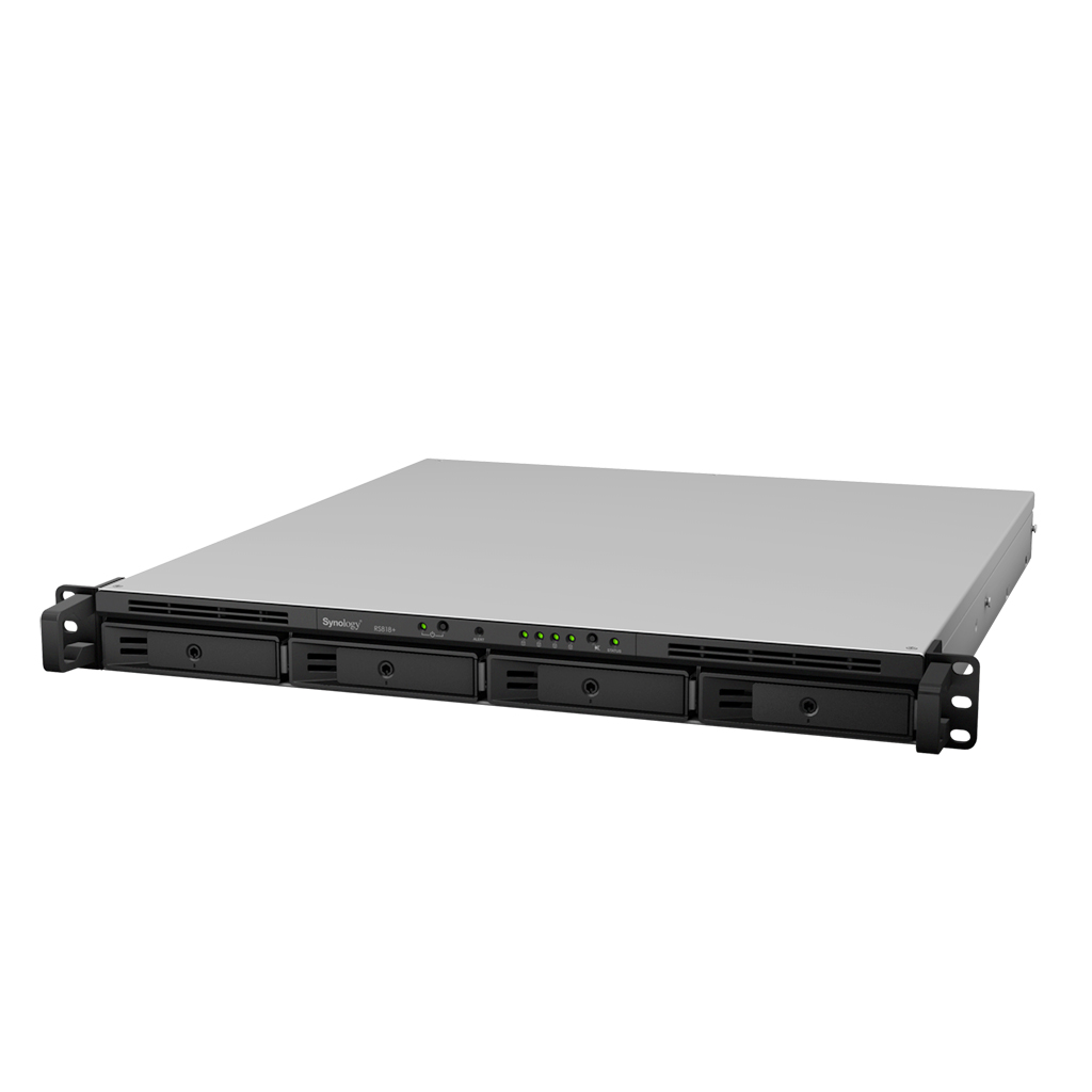 Synology RackStation RS818+/RS818RP+ | 4-Bay Rackmount NAS | Quad-Core CPU with AES-NI | 2GB DDR3 RAM (Expandable) | 10GbE Ready | 1099MB/s Read | SMB Storage Server