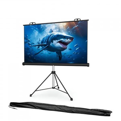Projection Screen with Tripod Stand Anti-Crease, High Gain Fabric, 4K UHD &amp; Full HD 1080P Support, Portable &amp; Foldable