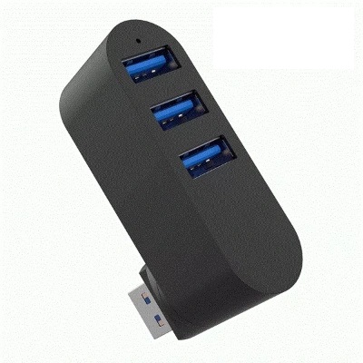USB 3.0 Hub 3-Port | High-Speed, (90°/180° Rotatable) Adapter for Laptop, Notebook, PC (Matte Black)