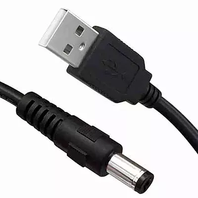 USB 2.0 A Type Male To DC (5.5 X 2.1)mm ,5V Power Plug Connector Cable 60cm (Black)