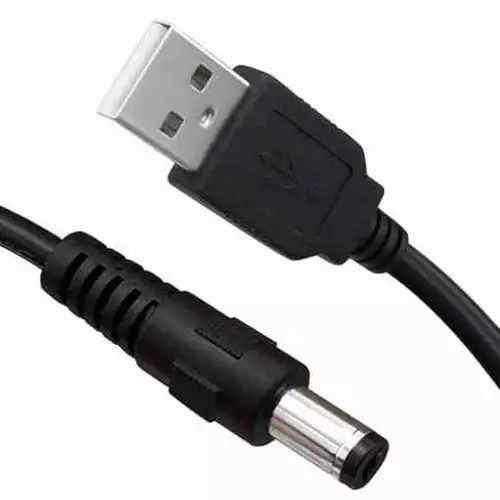 USB 2.0 A Type Male To DC (5.5 X 2.1)mm ,5V Power Plug Connector Cable 60cm (Black)