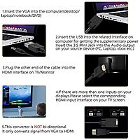 VGA to HDMI Converter with Audio & USB Power, Full HD 1080p Video Adapter for Laptop, PC to HDTV, Monitor, Projector – (VGA Male to HDMI Female) VGA to HDMI Converter with Audio & USB Power, Full HD 1080p Video Adapter for Laptop, PC to HDTV, Monitor, Projector – (VGA Male to HDMI Female)