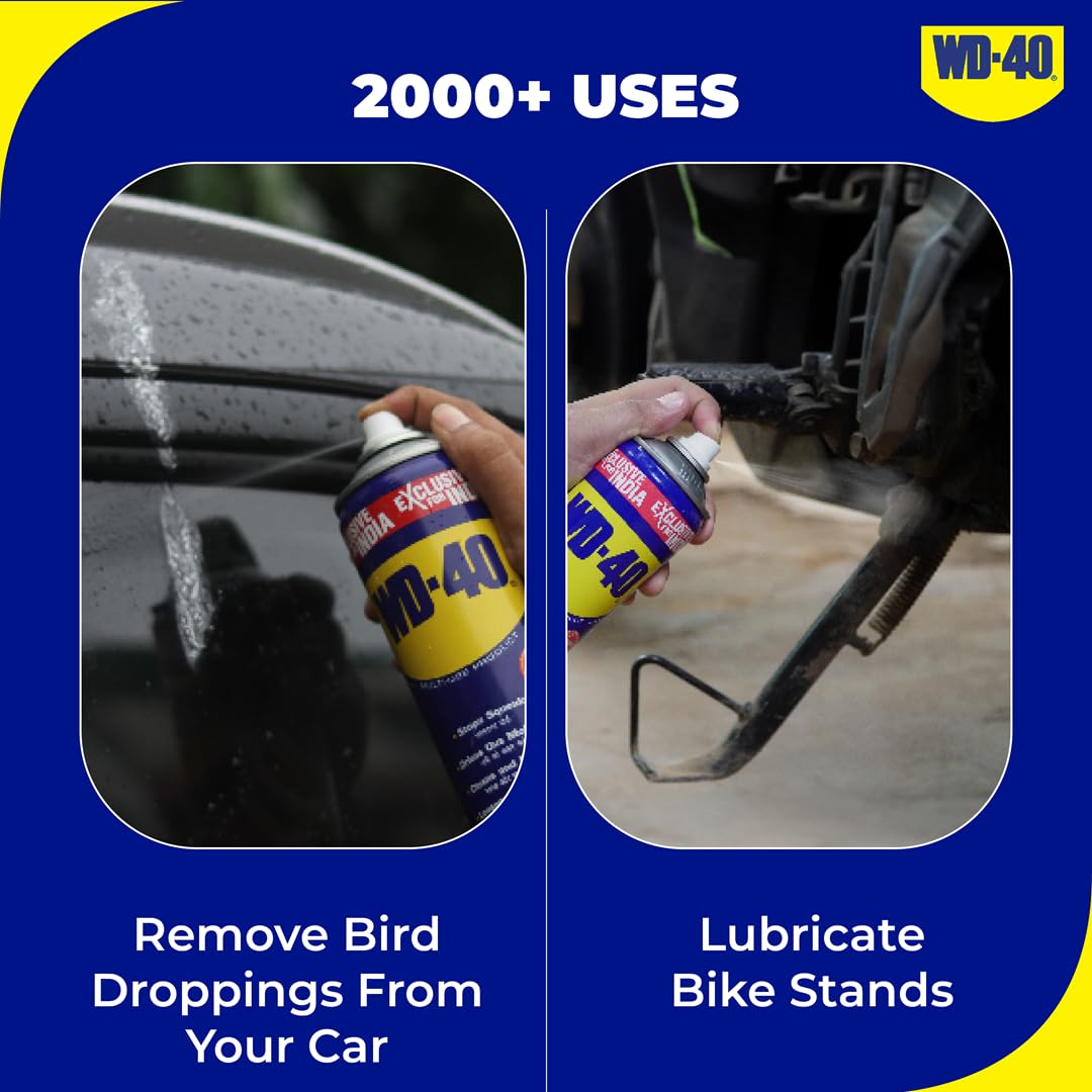 Multipurpose Spray WD-40, Lubricant, Rust Remover, Cleans Bike Chains, Squeak Noise Remover, Stain Remover, and Cleaning Agent, 344.4g Multipurpose Spray WD-40, Lubricant, Rust Remover, Cleans Bike Chains, Squeak Noise Remover, Stain Remover, and Cleaning Agent, 344.4g