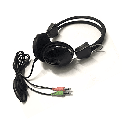 Wired Headphone (AD-302) with Dual Jack Pins for Mic and Sound, Stereo Sound Quality, Compatible with PC, Laptop, Mac, and More