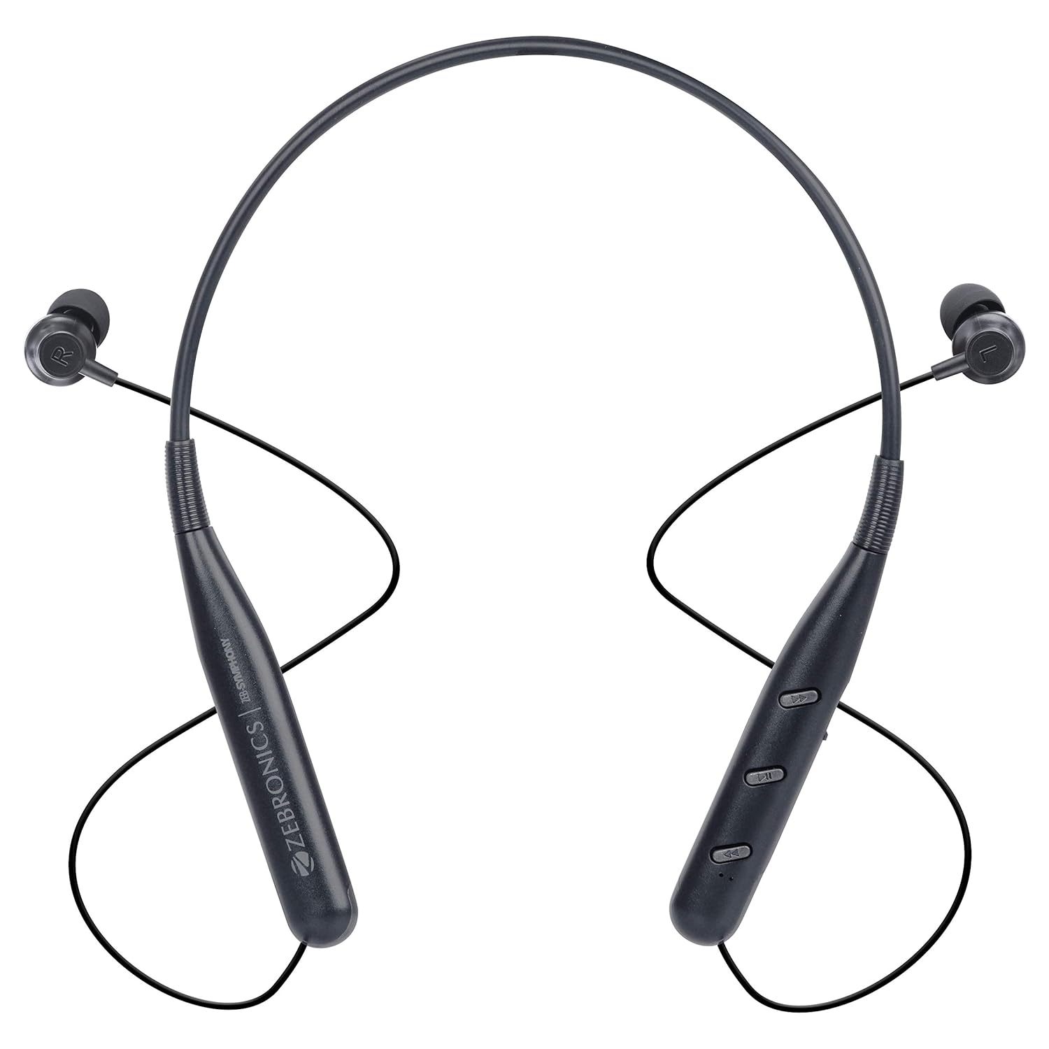 ZEBRONICS Zeb-Symphony ​Wireless ​in Ear​ ​Neckband Earphone​ ​with 13 hrs Playback time, BT 5.0, Dual Pairing, Call Function, Splash Proof, Magnetic Earpiece(Black)