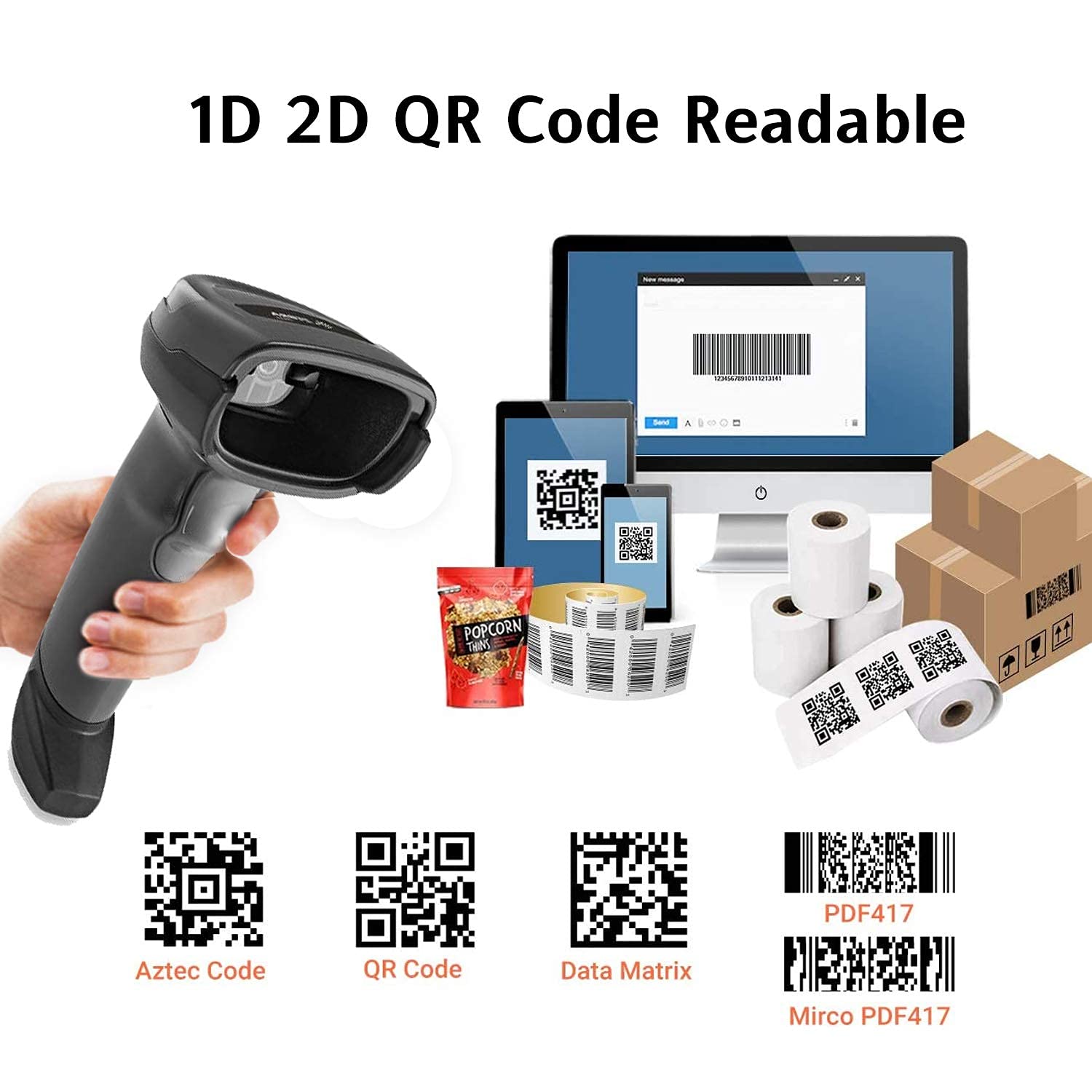 Zebra DS2208 1D 2D Handheld Wired USB Barcode Scanner (Black)