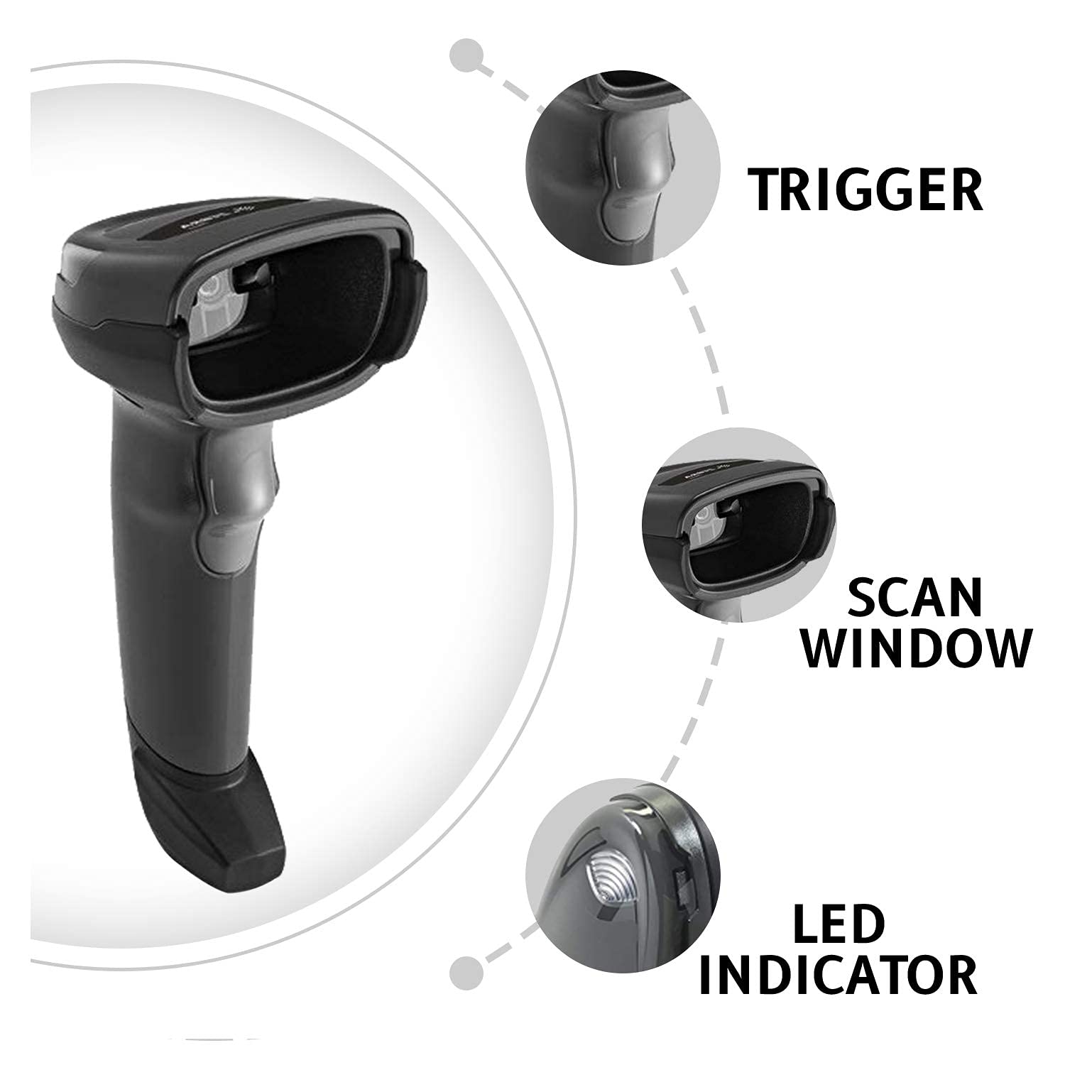 Zebra DS2208 1D 2D Handheld Wired USB Barcode Scanner (Black)