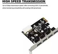 PCIe 4-Port USB 3.0 Card with 5V Power Connector Up to 5 Gbps Speed, 16GB GDDR4 Graphics Card